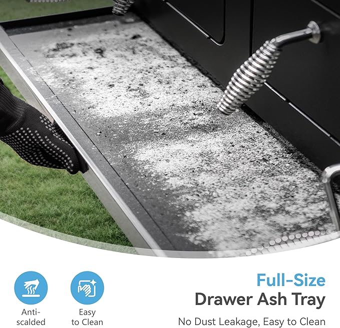 GREEN PARTY Barrel Charcoal Grill with Side Tables, 794 Square Inches Cooking Space, Large Charcoal BBQ Grill with 2 Height-Adjustable Charcoal Pans for Outdoor Backyard Patio Picnic Parties Camping-VerdiqueGarden