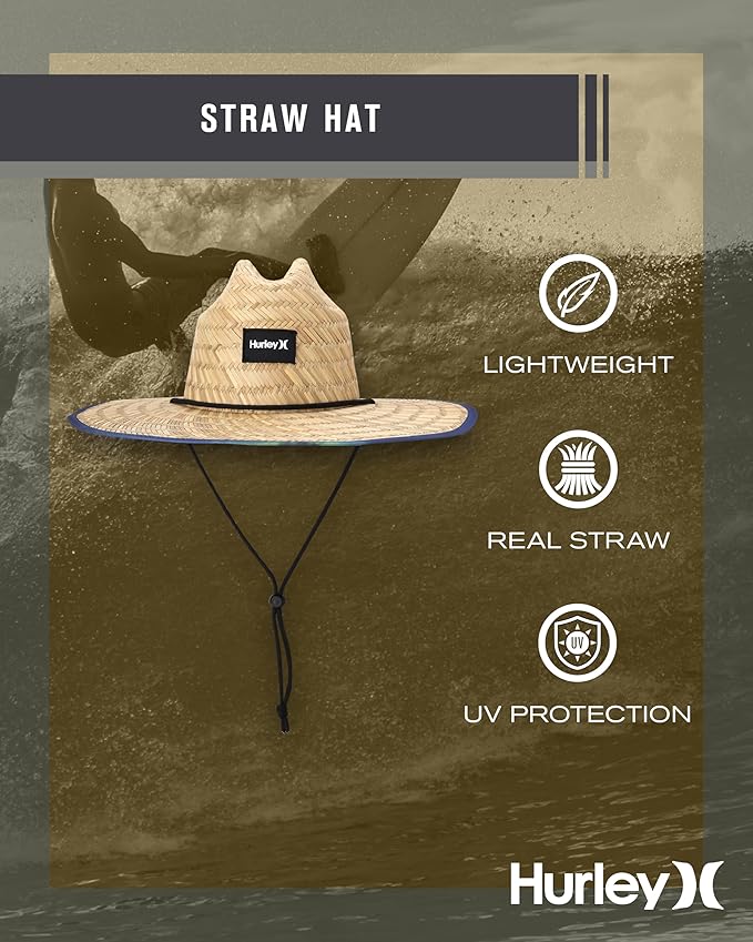 Hurley Men's Straw Hat - Bayside Lifeguard Straw Sun Hat-VerdiqueGarden