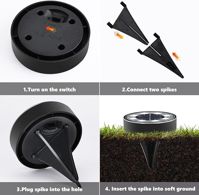 Joomer Solar Ground Lights, 8 Pack 8 LED Solar Lights Outdoor Waterproof IP68 Solar Disc Lights In-Ground Landscape Lighting Outdoor Lights for Patio Pathway Lawn Yard Driveway Walkway (White)-VerdiqueGarden