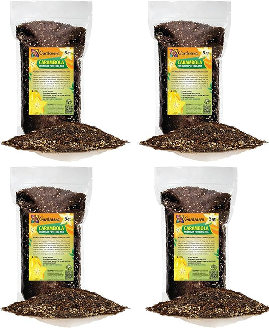 Premium Carambola Potting Soil Mix - Perfect Balance of Nutrients, Drainage, and Aeration for Thriving Starfruit Trees - 20 Quart-VerdiqueGarden