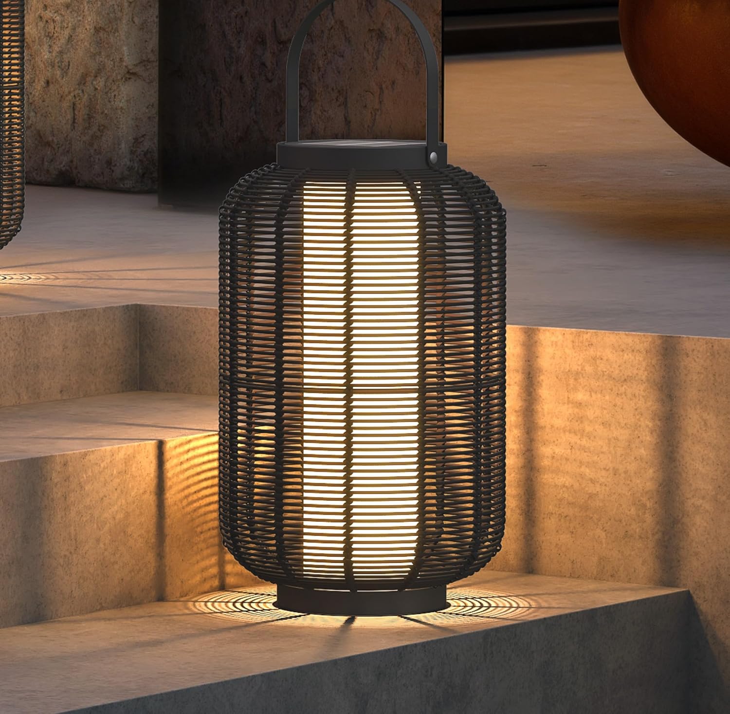 Solar Yard 1-Pack Outdoor Solar Lantern Lamp, Water-Resistant Boho Lights for Outside Hanging Lantern Table Lights Decoration for Garden, Patio, Porch, Trees, Pathway, Black-VerdiqueGarden