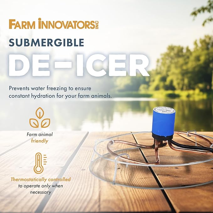 Farm Innovators 1500 Watt Cast Aluminum Submergible Water Tank Deicer, with Self Regulating Thermostat and Anti Chew Cord Protector, 2 Pack-VerdiqueGarden