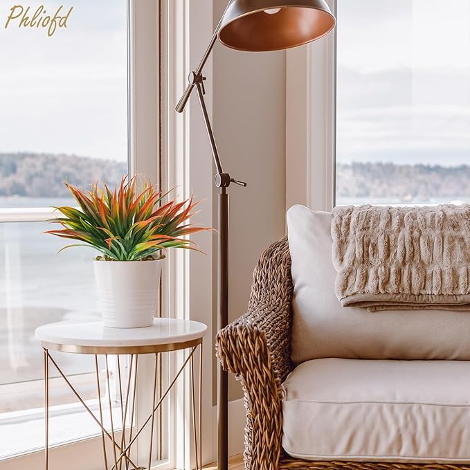 6Pcs Artificial Grass Fake Plants 17.3in Outdoor Plastic Plants UV Resistant Greenery Fake Grass for Home Window Garden Office Patio Hanging Planter Pathway Front Porch Décor Red-VerdiqueGarden