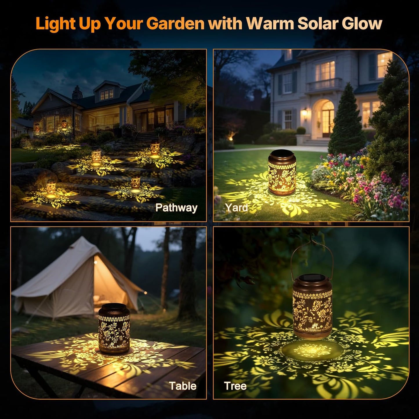Solar Lanterns Outdoor Waterproof, Butterfly Garden Decor for Yard Porch Lawn Patio Pathway, Hanging Solar Lights Birthday Gifts for Women Mom Grandma Sister Friend-VerdiqueGarden