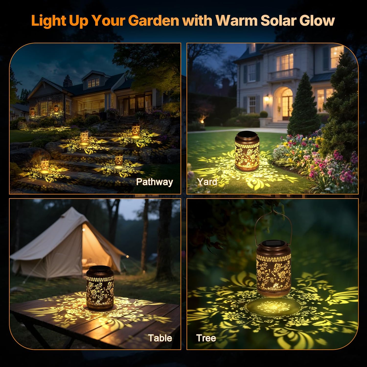 Solar Lanterns Outdoor Waterproof, Butterfly Garden Decor for Yard Porch Lawn Patio Pathway, Hanging Solar Lights Birthday Gifts for Women Mom Grandma Sister Friend-VerdiqueGarden