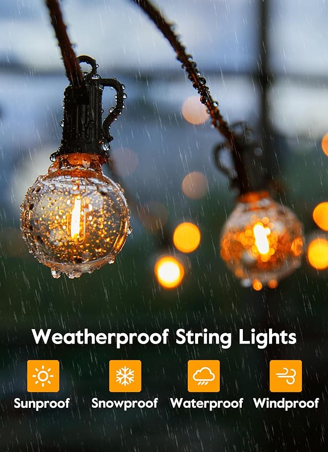 Brightown G40 Replacement LED Light Bulbs, 25 Pack Clear Globe Bulb fits E12 C7 Candelabra Screw Base Sockets, 1.5 Inch Dimmable Edison Light Bulbs for Indoor Outdoor Patio Decor, Warm White-VerdiqueGarden