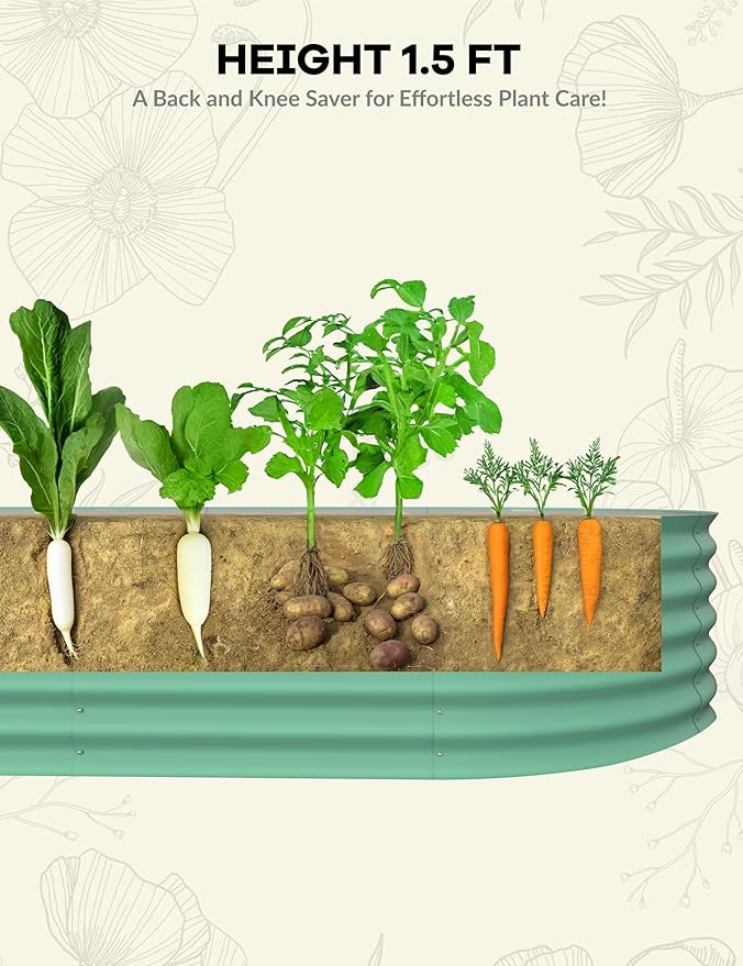 10x4x1.5ft Raised Garden Bed,Galvanized Raised Planter Boxes Outdoor with Easy Assembly, Large Garden Bed for Vegetables, Fruits, Flower,Raised Garden Bed,Green-VerdiqueGarden