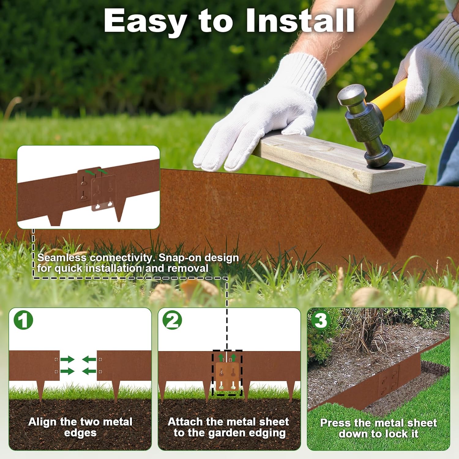 Cor Ten Steel Landscape Edging 6" H x 40" L, 6 Pack Heavy Duty Metal Garden Edging, 20Ft Pre-Rustyed Steel Edging, Bendable Metal Edging for Landscaping, Yard, Tree, Flower Bed-VerdiqueGarden