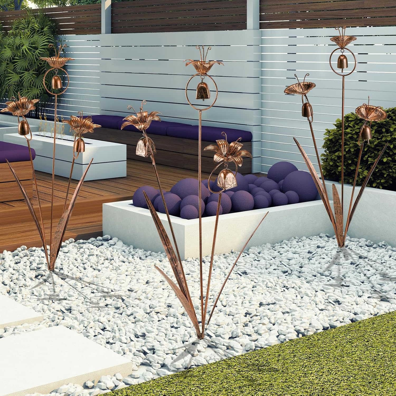 Metal Bronze Calla Lily Flowers with Bells for Outdoor Garden Decor-VerdiqueGarden