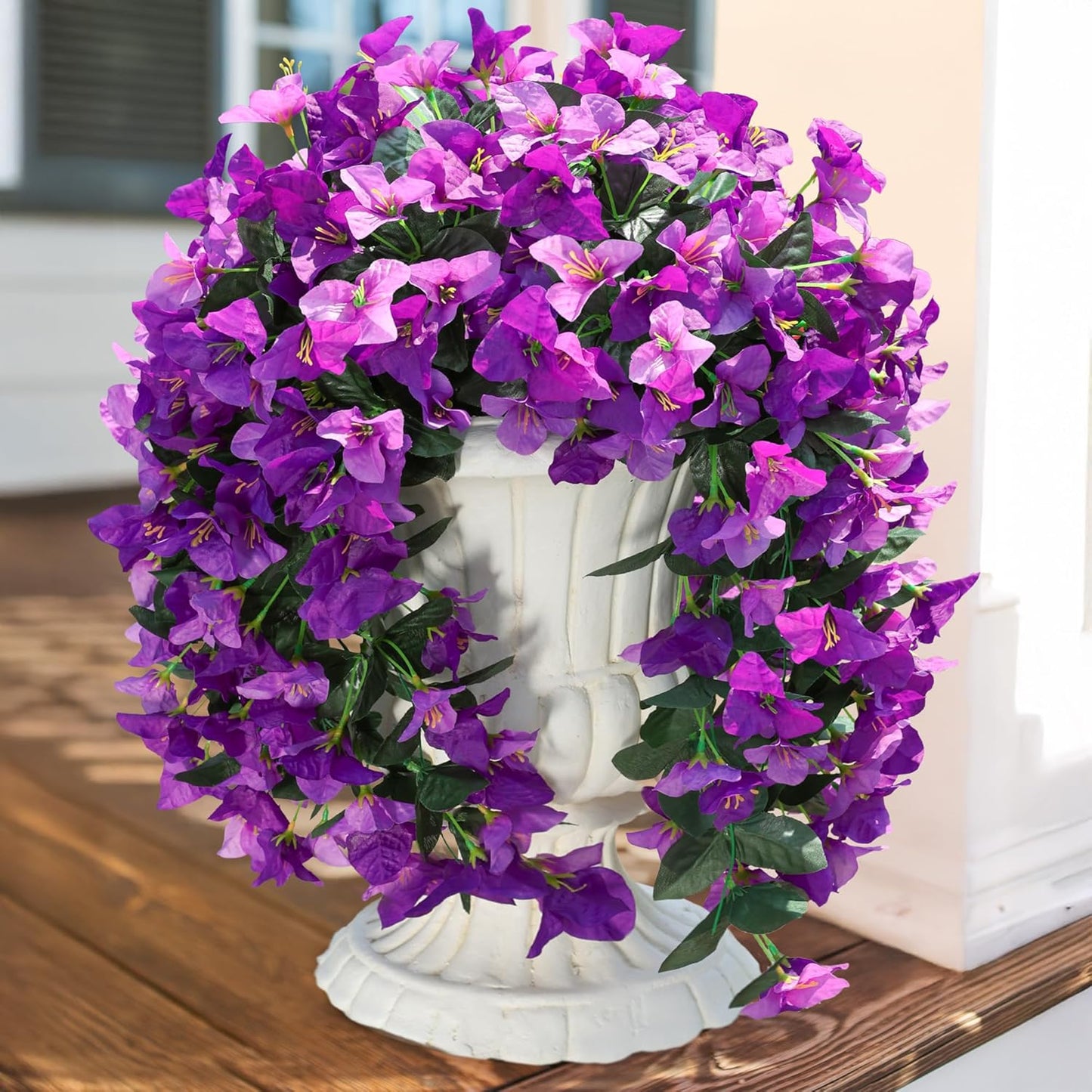 Bougainvillea Artificial Hanging Flowers Plants for Outdoors Decoration, 2pcs Fake Flowers Silk Bougainvillea Vines Realistic UV Resistant Faux Flowers for Outdoor Planters Porch Patio, Mix-VerdiqueGarden