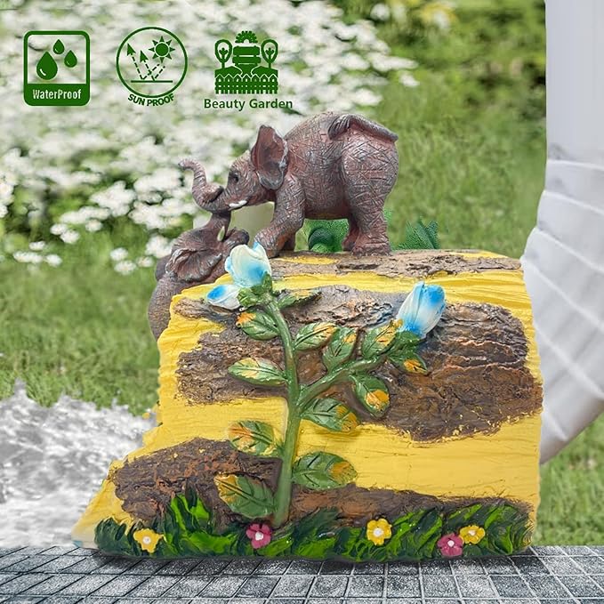 Elephant Gutter Downspout Extension Statues Garden Decoration,Rain Downspout Diverter Garden Statue,Decorative Gutter Extension，3"×4" Downspout Splash Block，Animal Resin Statue Outdoor Décor-VerdiqueGarden