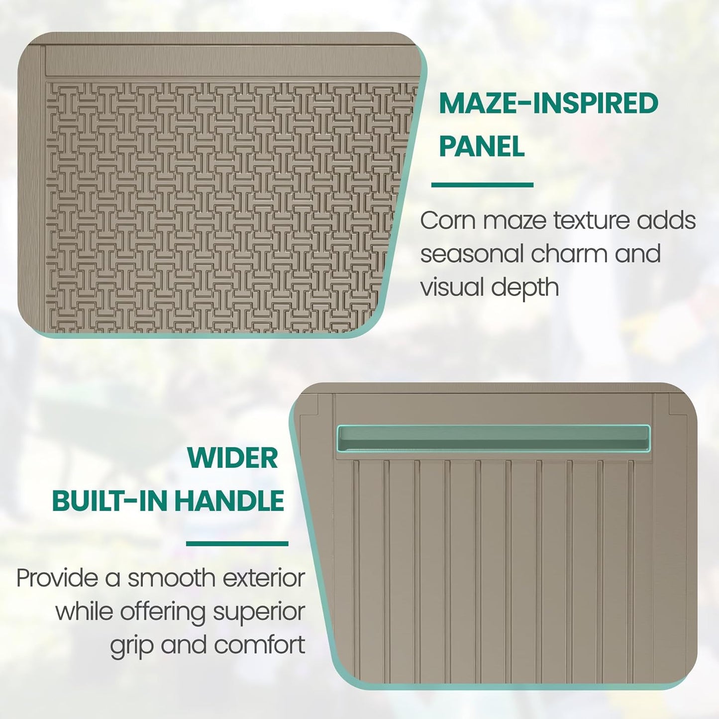 90 Gallon Outdoor Deck Box, Waterproof Outdoor Storage Box, Durable Resin Bin for Patio Cushions, Garden Tools and Pool Accessories, Lockable with UV Protection, Khaki, Patio Furniture-VerdiqueGarden