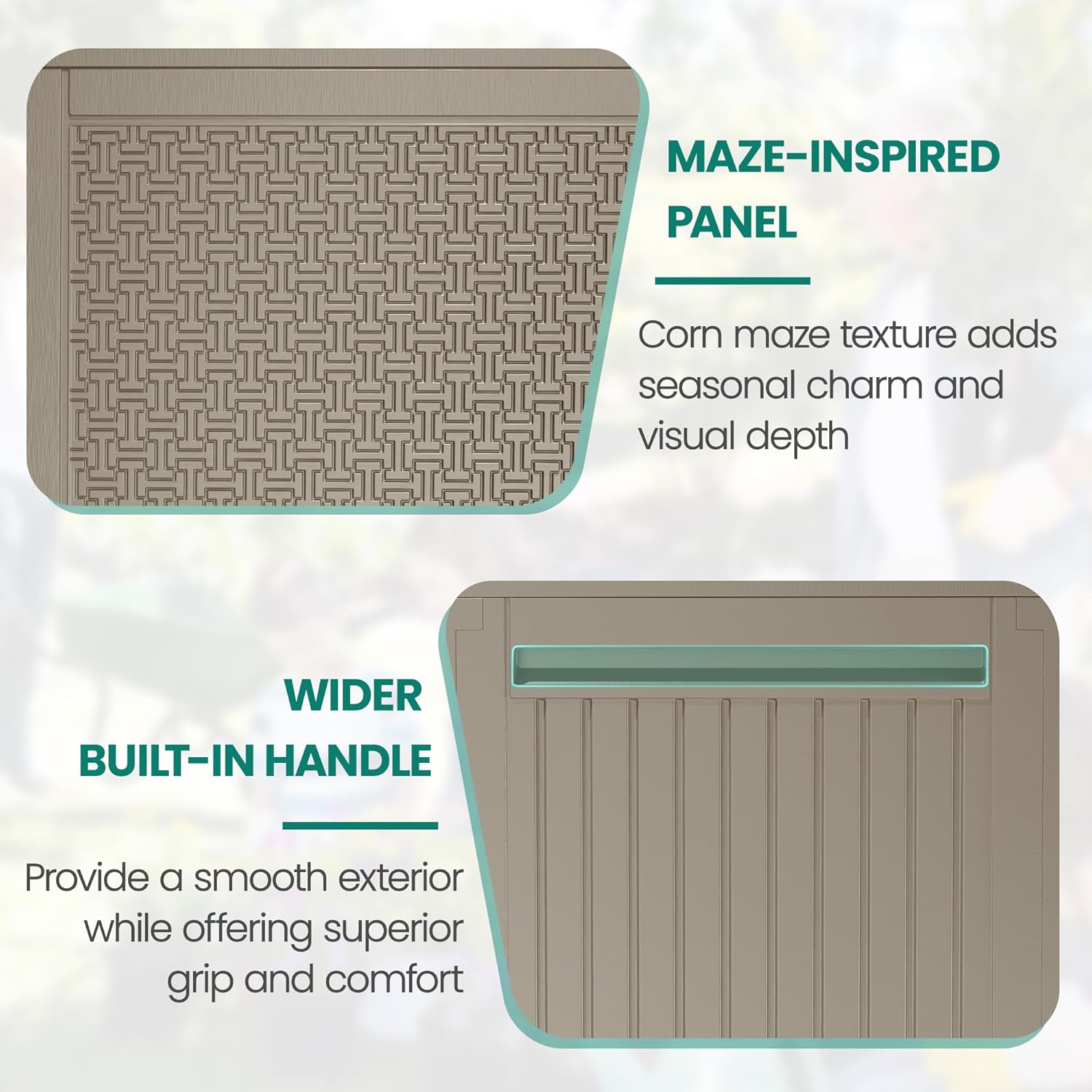 90 Gallon Outdoor Deck Box, Waterproof Outdoor Storage Box, Durable Resin Bin for Patio Cushions, Garden Tools and Pool Accessories, Lockable with UV Protection, Khaki, Patio Furniture-VerdiqueGarden