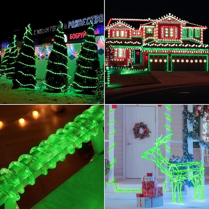 100ft LED Rope Lights Outdoor, 720 LED Connectable and Flexible Tube Lights with 8 Modes, Waterproof LED Rope Lighting for Garden, Patio, Pool, Bedroom, Party, Indoor Outdoor Christmas Decor (Green)-VerdiqueGarden
