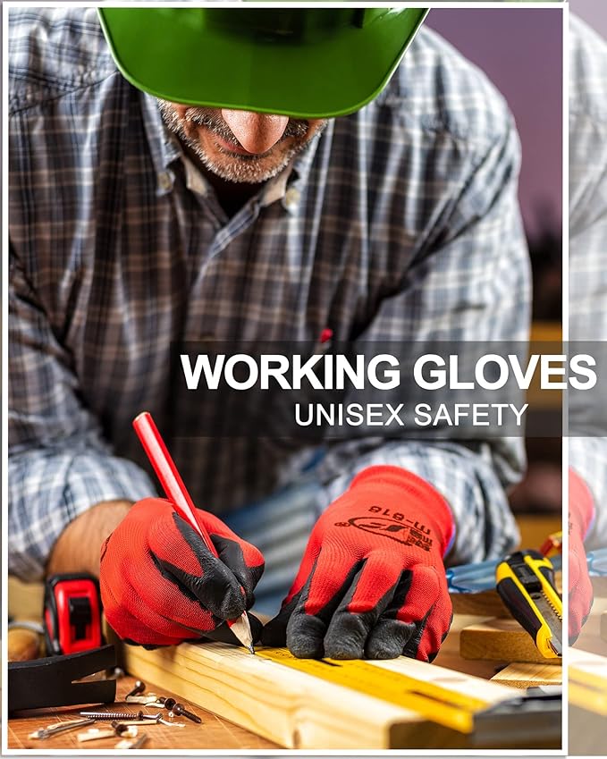 Nuogo 48 Pairs Gardening Gloves for Men Women Rubber Coated Safety Work Gloves Bulk for Gardening Construction Work-VerdiqueGarden