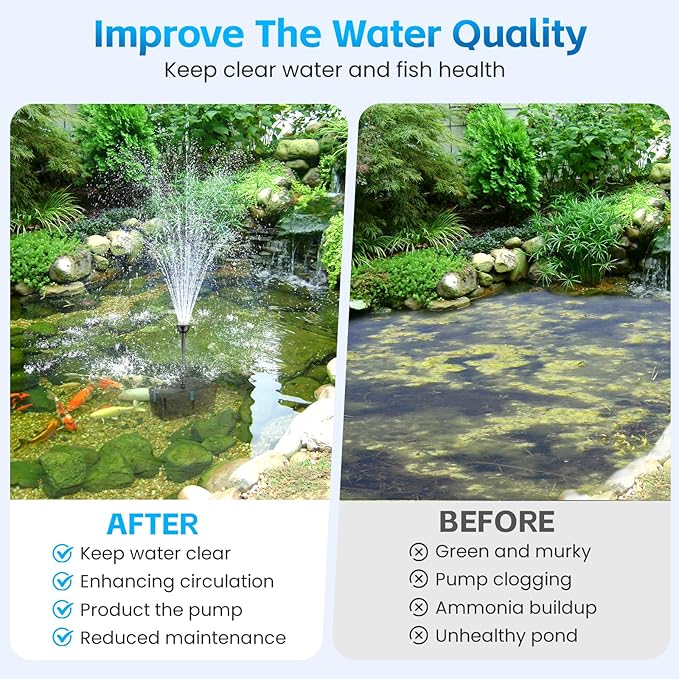 Pond Filters for Outdoor Ponds, 820 GPH Pond Filter with Fountain Pump Kits, 60W Pond Pump and Filter Kit for Koi Pond Clean, Garden Fountains, Waterfall-VerdiqueGarden