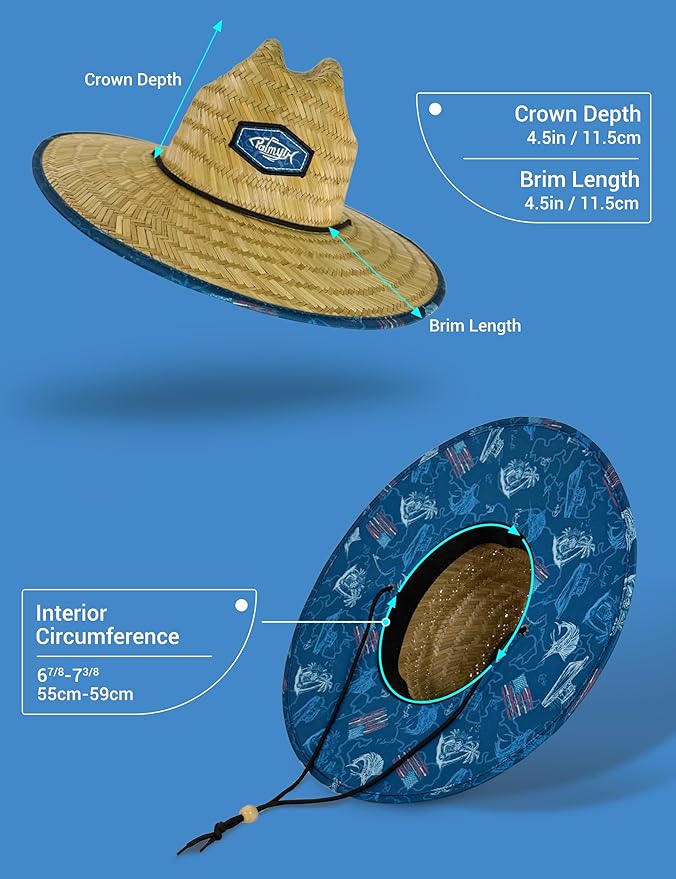 Palmyth Straw Hat for Men & Women Sun Hats, Beach Hat, Fishing Hat Wide Brim UPF 50+ Sun Protection-VerdiqueGarden