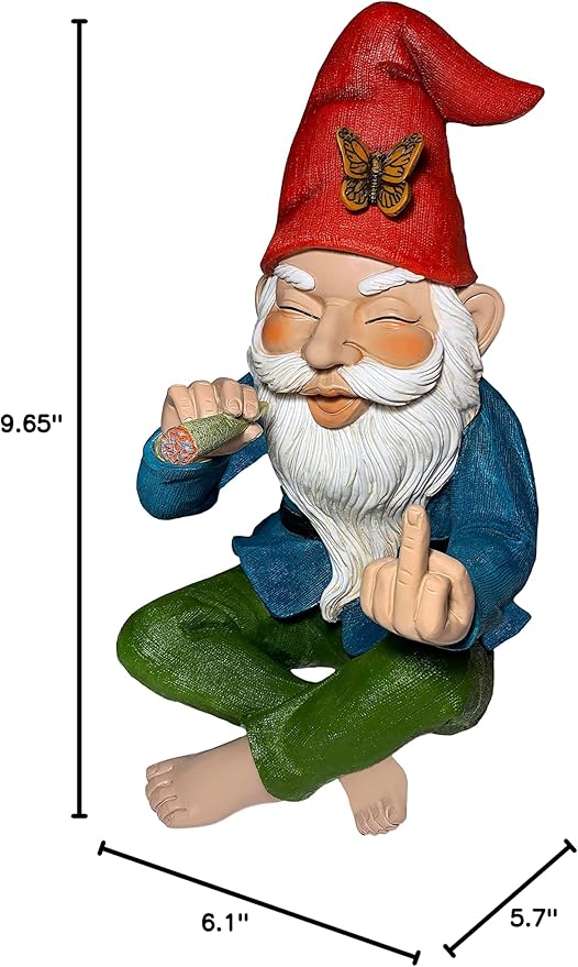 Mood Lab Garden Gnome - Relaxed Gnome - 9.6 Inch Tall Statue Lawn Garden Figurine - for Outdoor or House Decor-VerdiqueGarden