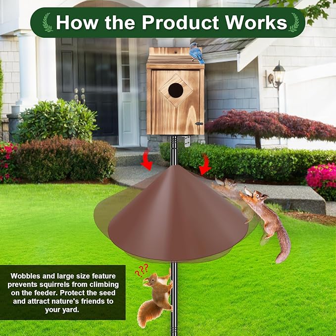 Gtongoko 19 Inch Squirrel Baffle for Bird Feeder Pole Squirrel Guards for Shepherds Hook Stopper for Bird Feeders Brown 1 Pack-VerdiqueGarden
