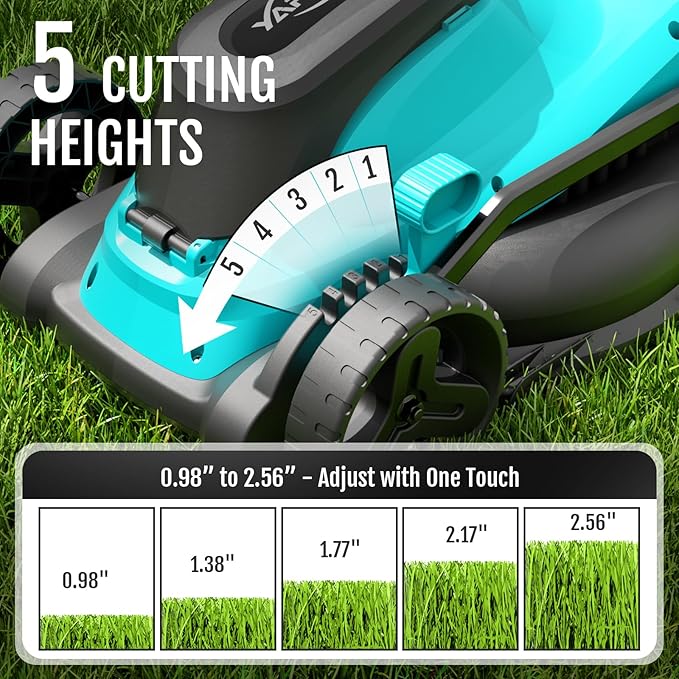(2025 Model) YARDCARE 36V Brushless Cordless Lawn Mower with 2X4.0Ah Batteries, LED Display Screen, Electric Lawnmower with 5-Position Height Adjustment, 8 Gallon Grass Bag, Charger-VerdiqueGarden
