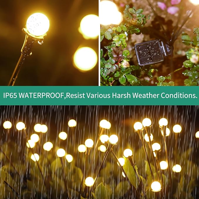 Solar Lights Outdoor Waterproof, 10 Packs 80LED, Solar Garden, Patio, Garden Decor, Patio Decor, Firefly Outdoor, Unique Gifts for Women, Gifts for Grandma-VerdiqueGarden