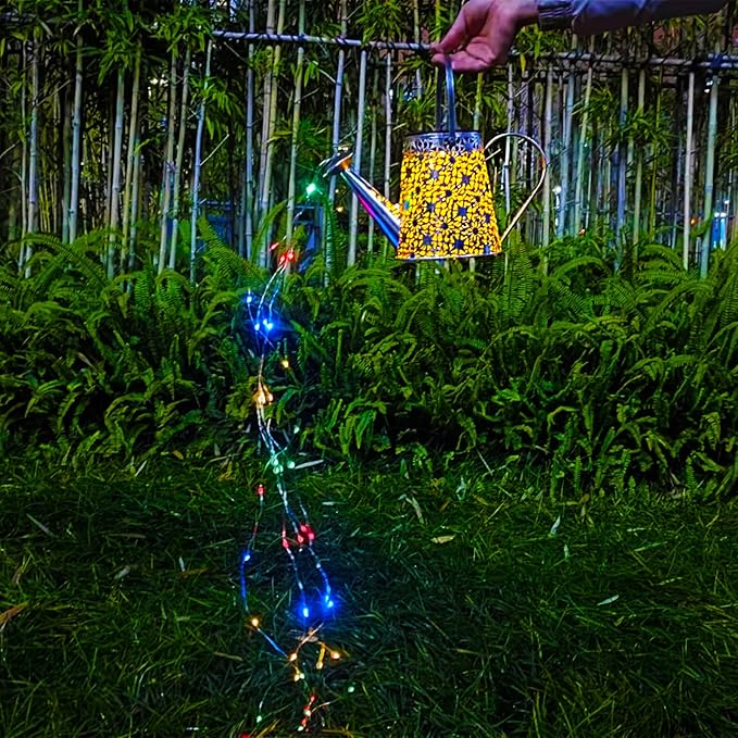 VOOKRY Solar Watering Can Lights, Outdoor Large Hanging Lantern Waterproof, Multicolor Retro Metal Solar Lights for Patio Yard Porch Lawn Garden Christmas Decor Gifts for Mom Women Grandma Birthday-VerdiqueGarden