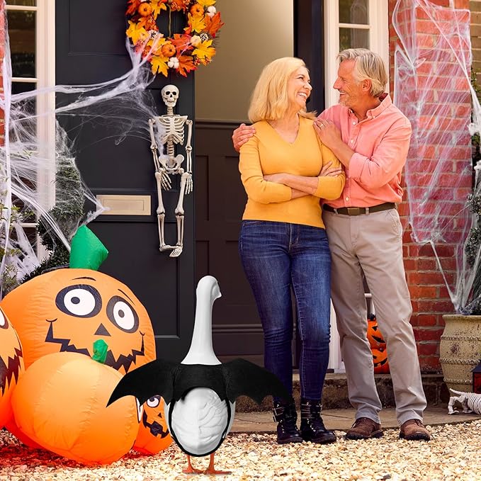Halloween Goose Outfit Lawn Porch Goose Outfit Spider Bat Costume Plastic Goose Clothing for 23" Goose Halloween Outdoor Patio Yard Lawn Art Decoration(Bat)-VerdiqueGarden