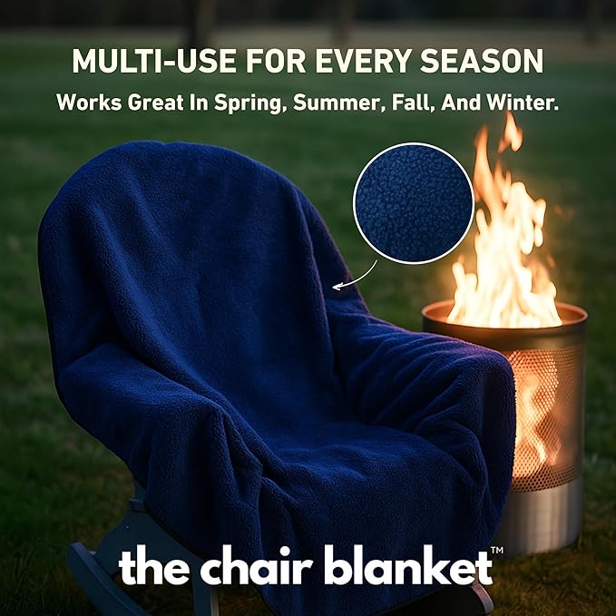 CITYBONFIRES The Chair Blanket™ Reversible Waterproof with Sherpa Lining – Portable Outdoor Cover for Camping, Sports & Patio – Folds into Carry Pouch with Strap - Navy-VerdiqueGarden