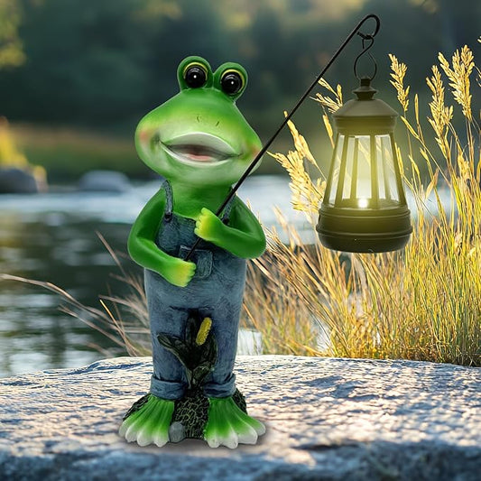 Solar Lantern Garden Statues Decor, Outdoor Frog Figurine Lights for Yard Patio Decoration - Unique Christmas Housewarming Gift for Grandma Wowen Mom-VerdiqueGarden