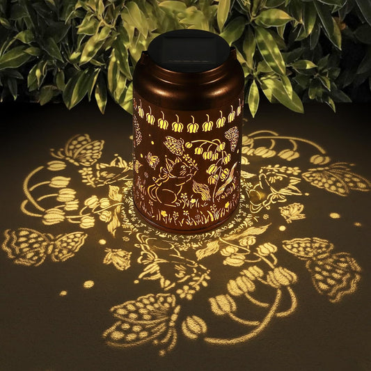Solar Lanterns Outdoor Waterproof Hummingbird Garden Decor Christmas Gifts for Women Mom Grandma Hanging Lights Metal Decoration Outside for Yard, Patio,Backyard,Porch(Cat and Butterfly)-VerdiqueGarden