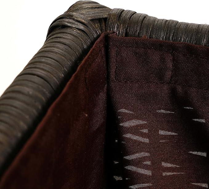 The Basket Lady Lift-Off Lid Wicker Storage Basket, Medium, 20 in L x 15 in W x 14 in H, Antique Walnut Brown-VerdiqueGarden