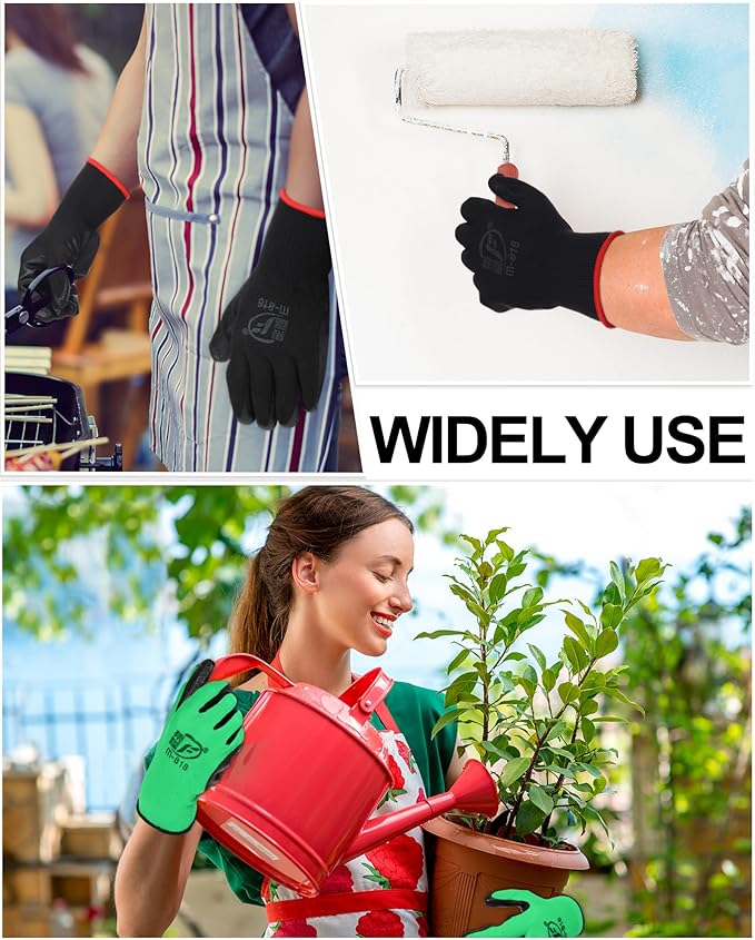 Nuogo 48 Pairs Gardening Gloves for Men Women Rubber Coated Safety Work Gloves Bulk for Gardening Construction Work-VerdiqueGarden
