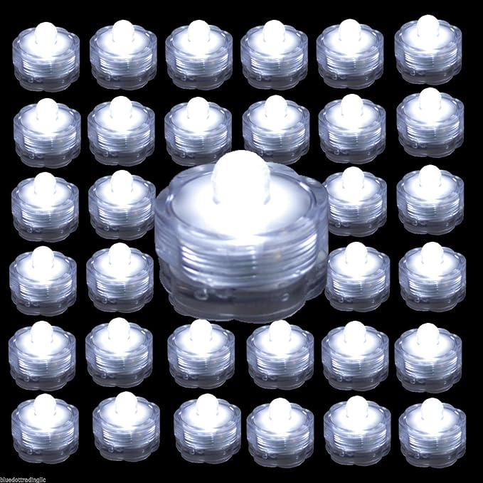 Bright LED Floral Tea Light Submersible Lights for Party Wedding (White, 20 Pack)-VerdiqueGarden
