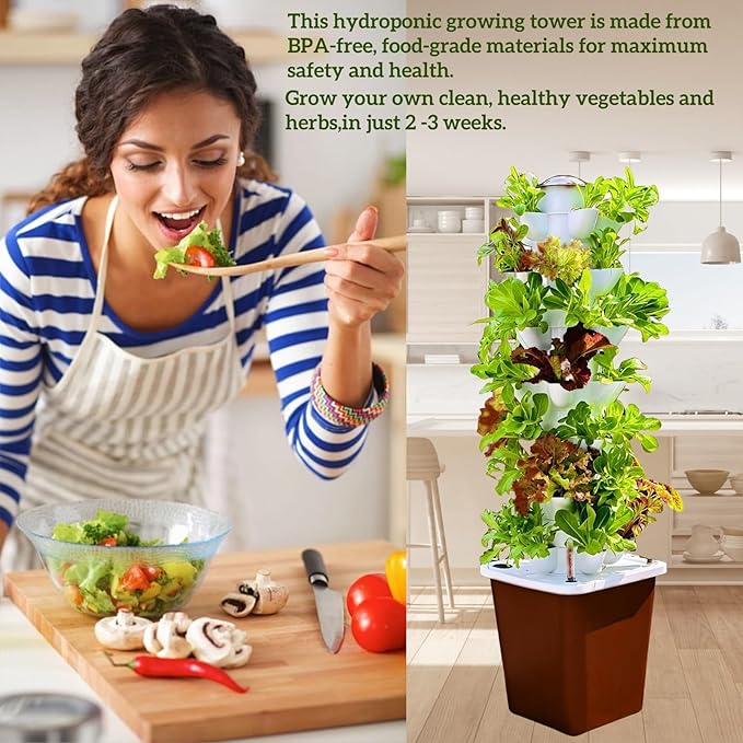 Hydroponic Growing System Kit – Indoor Vertical Hydroponic Garden Tower, 35 Planting Pods，Indoor Herb Garden,Lettuce Vegetables Hydroponic Growing Kit-VerdiqueGarden