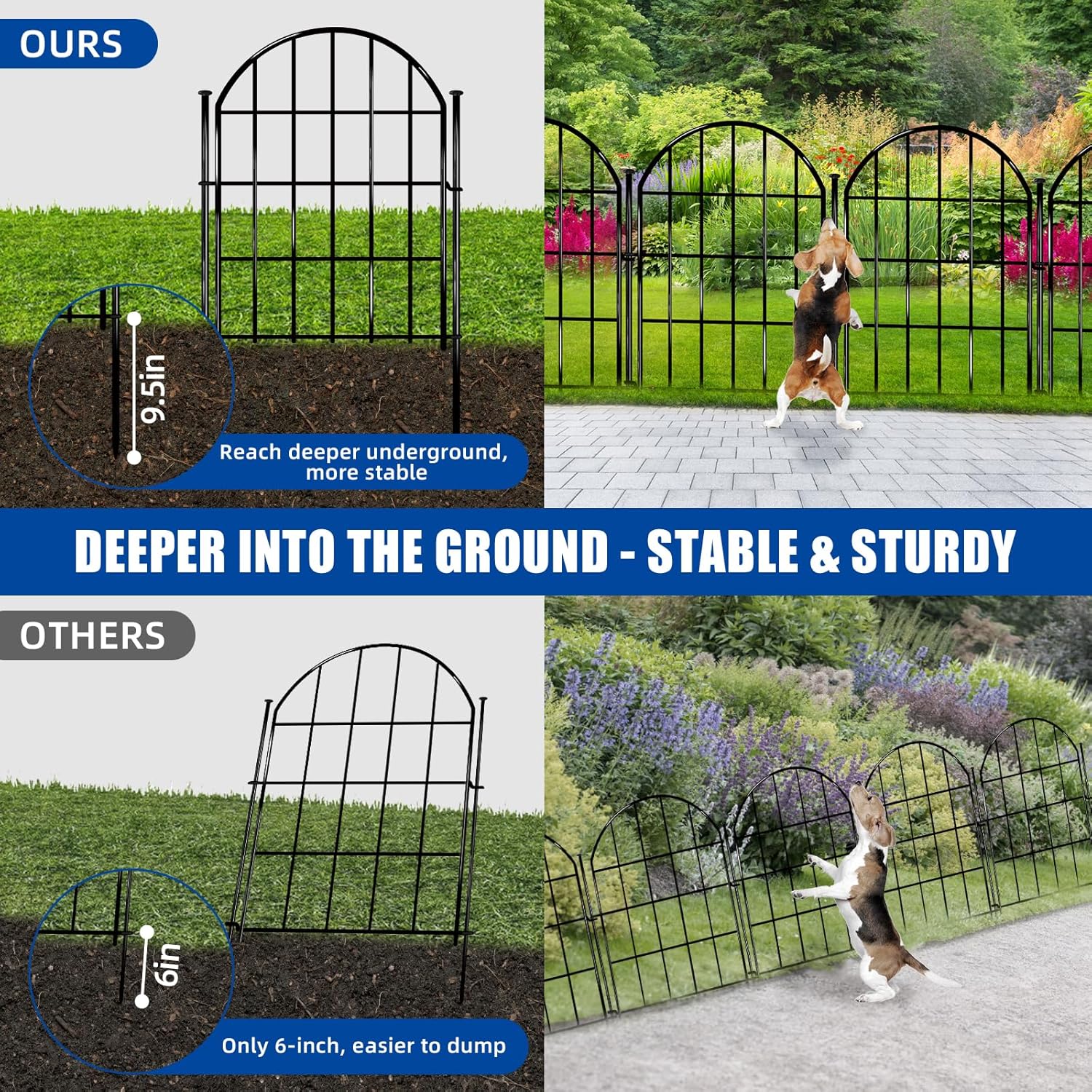 26 Pack Decorative Garden Fence, 22in X 28ft Arched No Dig Fence Border, Garden Edging Border, Rustproof Metal Animal Barrier with Ground Stake for Dog, Rabbit, Outdoor Yard Patio Decor-VerdiqueGarden