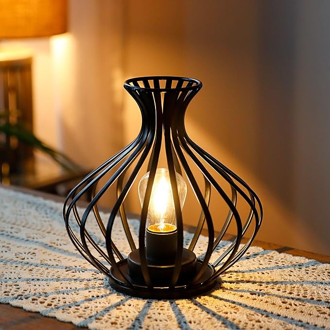 JHY DESIGN Decorations Outdoor Table Lamp Nightlight 7.5''High Modern Style Battery Powered Lamp with 6-Hours Timer Feature Decorative Bedside Lamp for Room Indoor Outdoor Table Garden Party-VerdiqueGarden