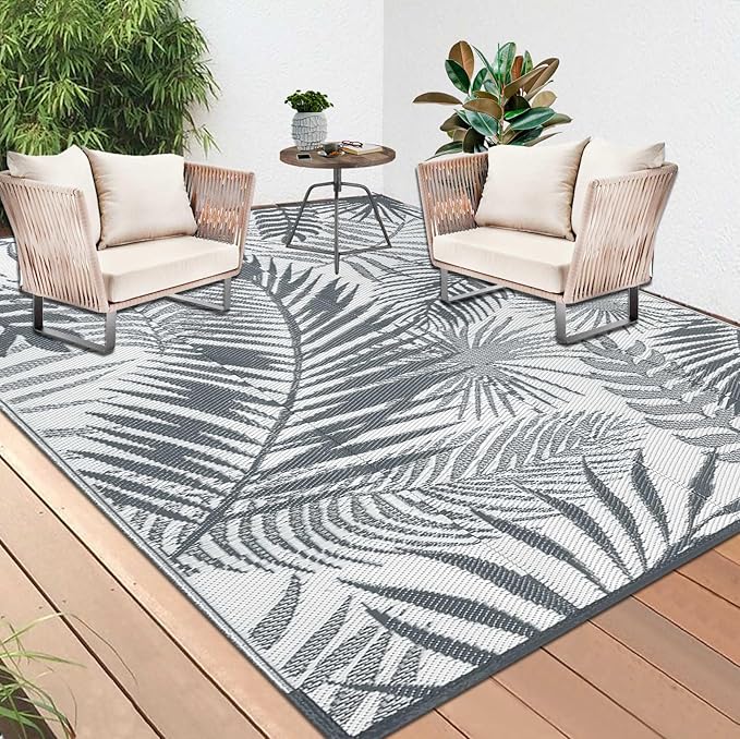 HiiARug Outdoor Rug 5x7Ft Outdoor Plastic Straw Rug Waterproof Outdoor Rugs for Patios Clearance Indoor Outdoor Rug for Patio Decor Porch Camping-VerdiqueGarden