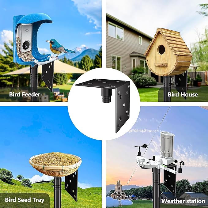 Bird Feeder Pole Stand,95 Inch House Pole for Outdoors Weather Station,Heavy Duty Metal Mount Kit Adjustable Multifunctional Bird Feeder Stand-VerdiqueGarden
