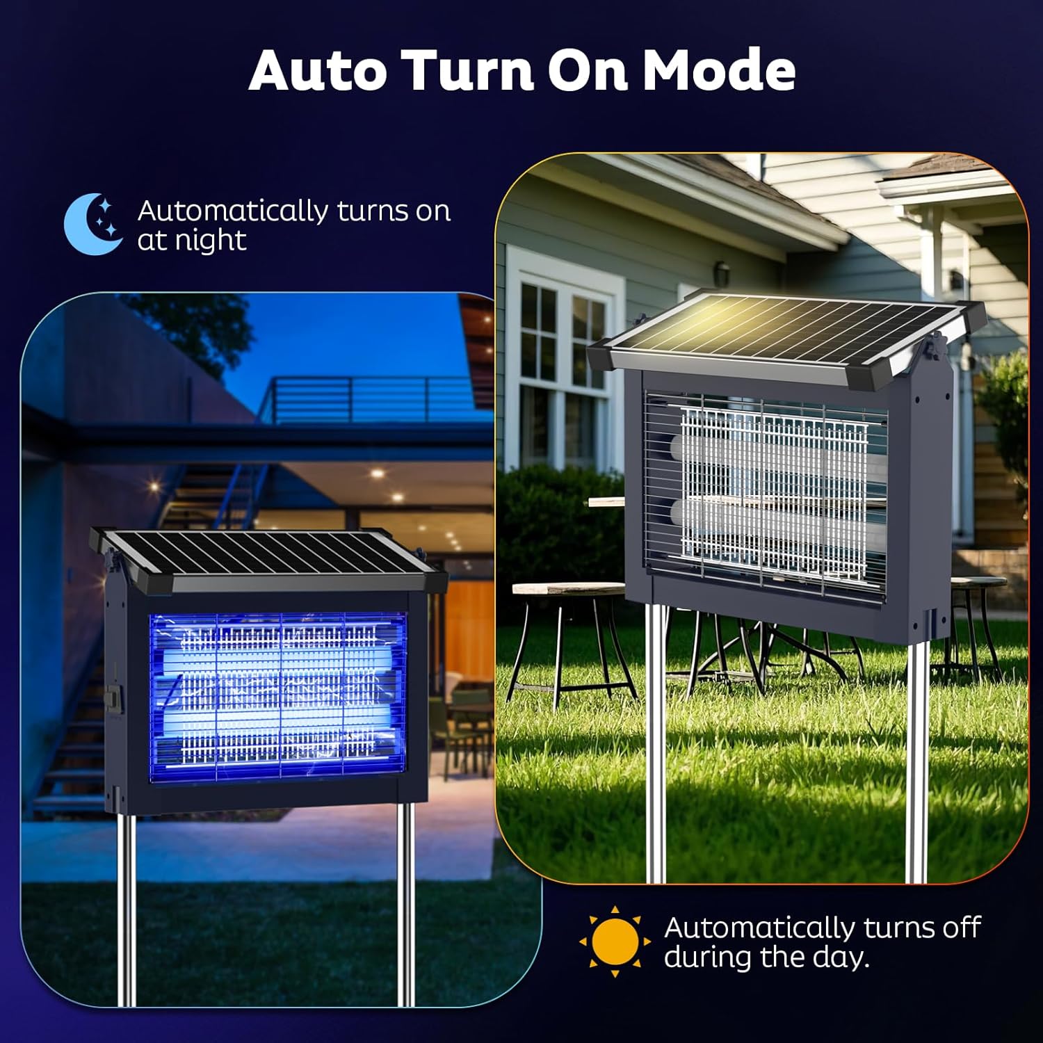 Solar Bug Zapper Outdoor, Mosquito Zapper Waterproof Electric Fly Zapper Rechargeable Mosquito Killer Lamp with 10W Solar Panel, 4500V Cordless Fly Trap for Backyard, Patio, Garden, RV, Camping-VerdiqueGarden