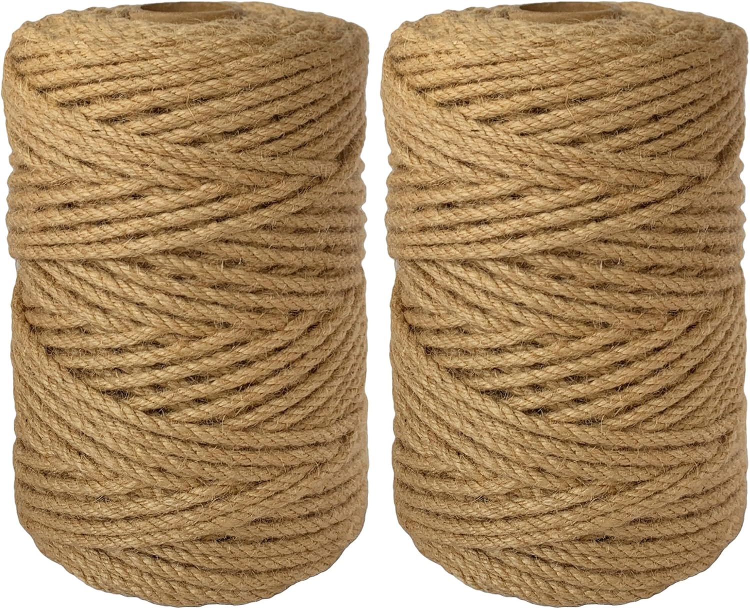 2-Pack Natural Jute Twine Rope, 5mm x 656ft Heavy Duty & Eco-Friendly - for Crafts, Gardening, Cat Scratching Post, Bundling & Hanging, 328Feet/Roll-VerdiqueGarden