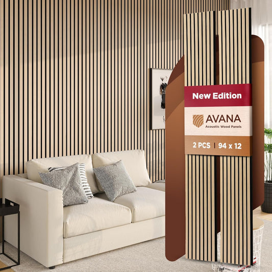 Avana Acoustic Wood Wall Panels – 94.4 x 12.6 Inch White Oak Acoustic Panels 2 PCs – Wall Panels For Interior Wall Decor for Homes, Offices, Studios – Pleasing Design Wood Panels For Wall-VerdiqueGarden