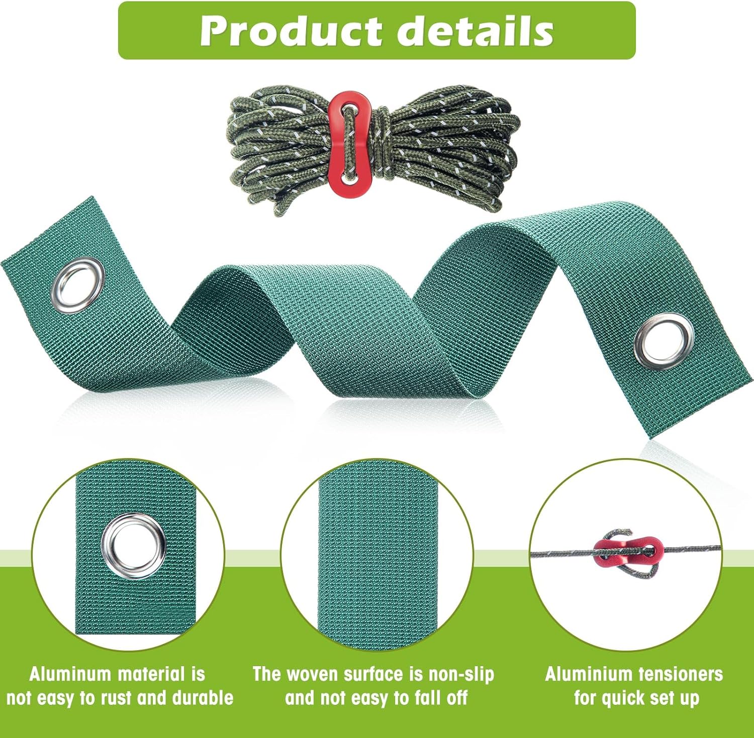 Sintuff 9 Set Heavy Duty Tree Stake Kit 15.75 Inches/ 40 cm Tree Straps for Staking and 13.12 ft/ 4 m Dock Lines Rope for Support Anchoring Home Leaning Plant Straightening Garden Tent(Green)-VerdiqueGarden