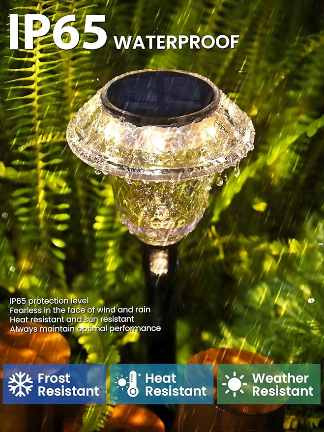 SOLPEX Solar Pathway Lights Garden Decor for Yard, Garden Lights Solar Powered Waterproof Landscape Lighting, Solar Outdoor Lights Porch Decor for Path Walkway Driveway (8 Pack Warm White)-VerdiqueGarden