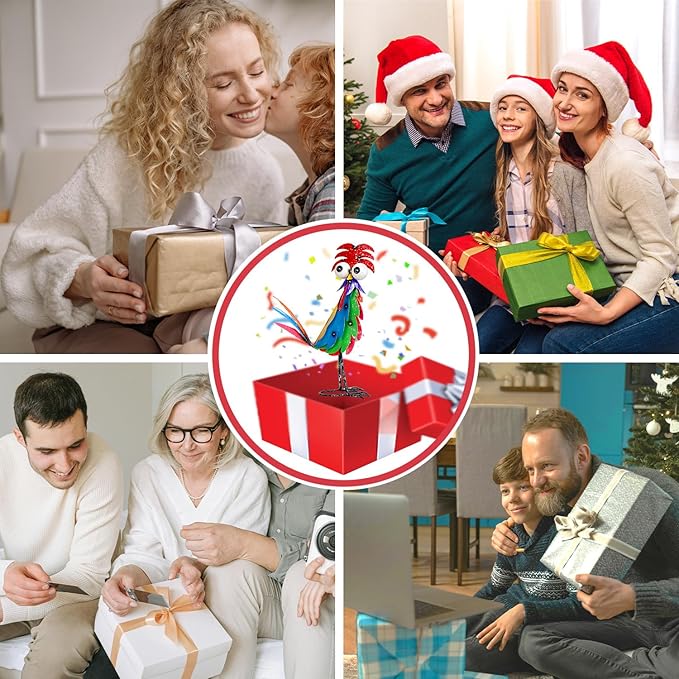 Natelf Outdoor Wacky Metal Rooster Yard Statue Decoration Roosters Decor Garden Statues Chicken Figurine Outside Decorations for Courtyard-VerdiqueGarden