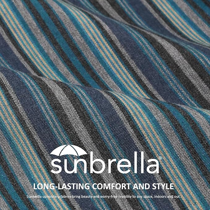 Sunbrella Square Corner Seat Cushions, 19" x 19" x 3", Set of 4, Indoor Outdoor Water Repellent Universal Chair Pads with Ties for Patio Furniture, Garden Dining Chairs, Troupe Dock-VerdiqueGarden