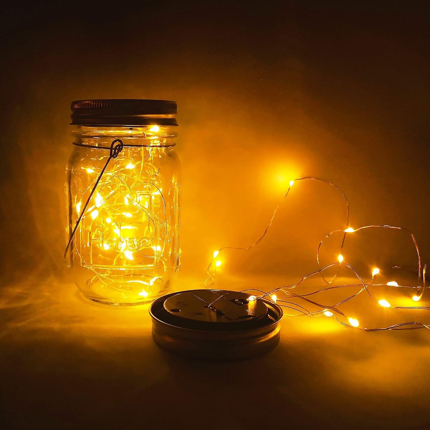 Solar Mason Jar Lights,4 Pack 30 Led Starry Fairy String Hanging Jar Lights,Solar Lanterns for Outdoor Patio Party Garden Wedding Christmas Decorations Lights(Mason Jars/Handles Included)-VerdiqueGarden
