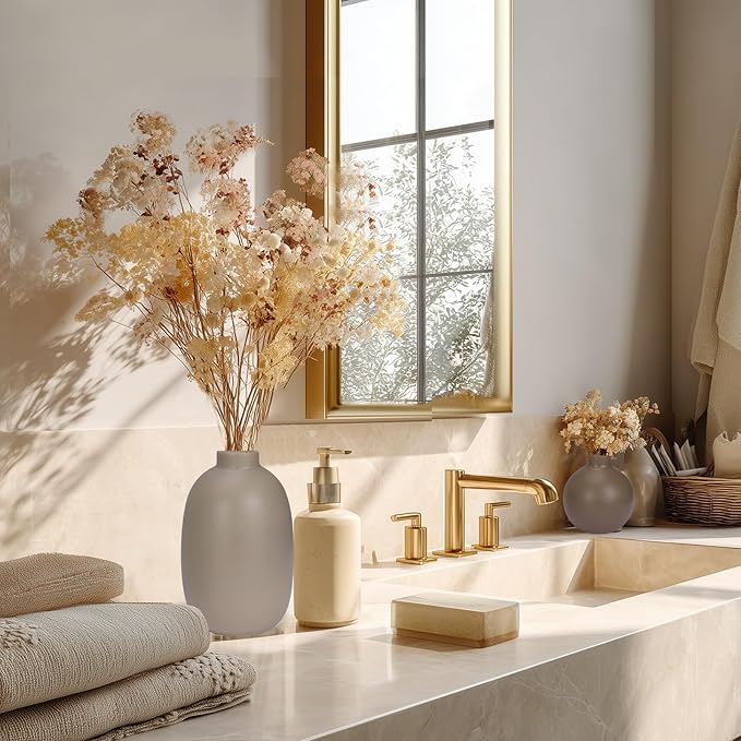 CUCUMI Ceramic Vase Set of 5, Home Decor Farmhouse Décor Handmade Pottery Vases for Pampas Grass, Dried Fresh Flowers, Table, Living Room, Kitchen, Shelf, Entryway Mantel Neutral Tones-VerdiqueGarden