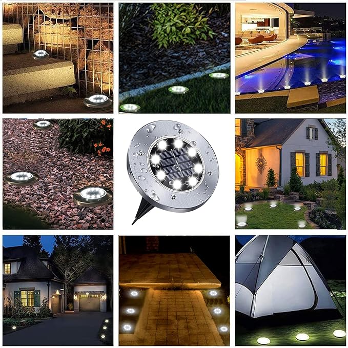 Solar Ground Lights, Waterproof Solar Garden Lights, Upgraded Outdoor Garden Waterproof Bright in-Ground Lights, Landscape Lights for Pathway,Yard,Deck,Lawn,Patio,Walkway (8 Pack White Light)-VerdiqueGarden