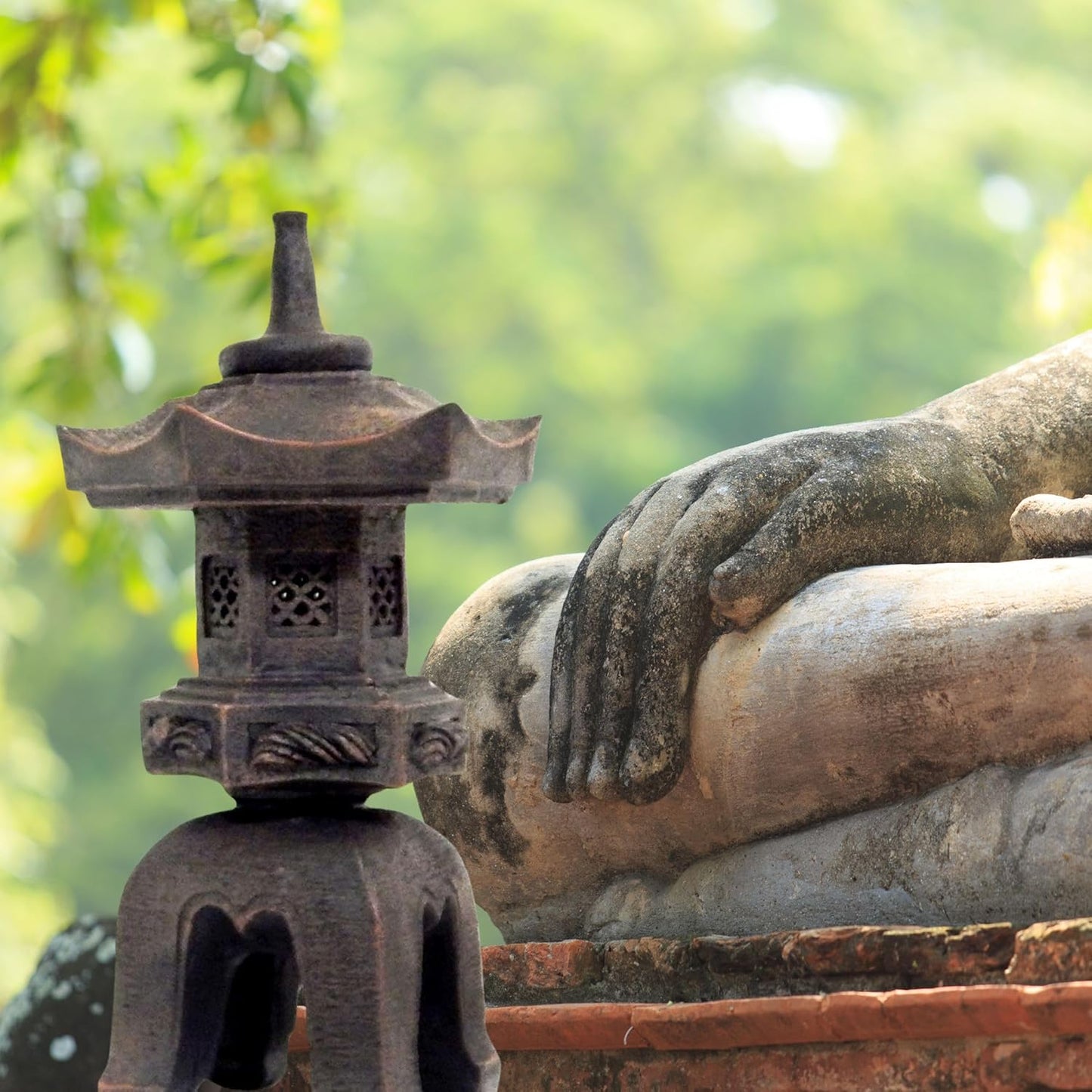 Bellaa 24429 Pagoda Stupa Zen Garden Decor Lawn Ornament Nara Japanese Style Asian Temple Lighthouse Oriental Lantern Toro Outdoor Statue 17 inch-VerdiqueGarden