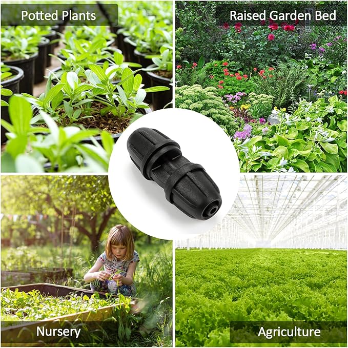 1/4 Inch Drip Irrigation Anti-leak Coupling Fittings, 25 Pieces 1/4'' Drip Line Barbed Locked Coupler Connectors for 1/4 Inch Irrigation Tubing for Garden Drip Systems-VerdiqueGarden